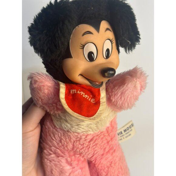 VTG 1950s Minnie Mouse Plush Doll Walt Disney Productions 10" Body Rubber Face - Picture 3 of 6